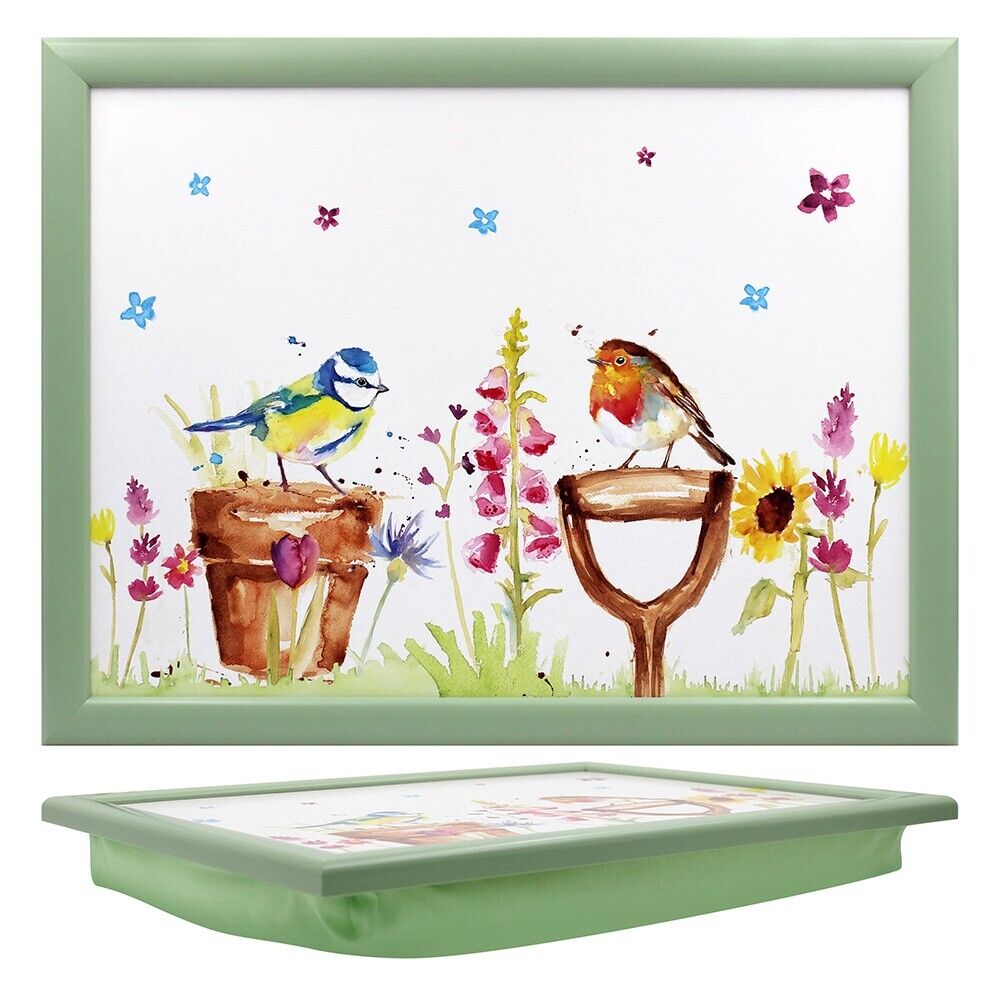 thumbnail image 2 of Personalised Garden Birds Laptray - Cushioned Base Wooden Dinner TV Lap Tray, Multicoloured 2 of 6
