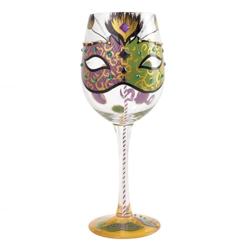 Mardi Gras Wine Glass