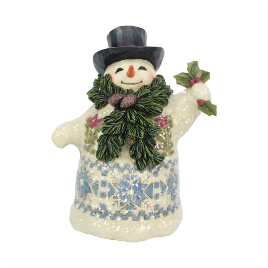 Winter Greetings - Victorian Snowman With Pine Scarf Figurine