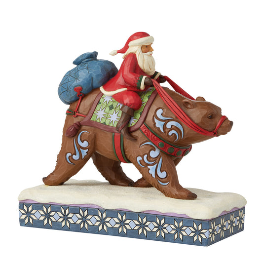 Bearing Gifts For One And All - Santa Riding A Bear Figurine