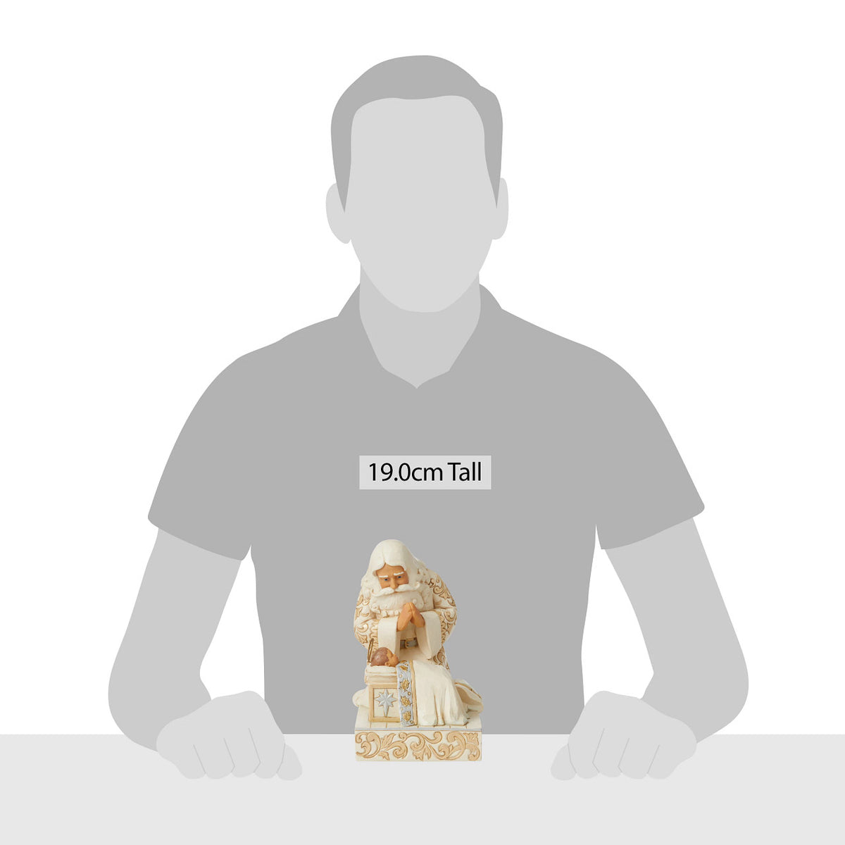 Kneeling Before a King - Holiday Lustre Santa With Baby Jesus Figurine