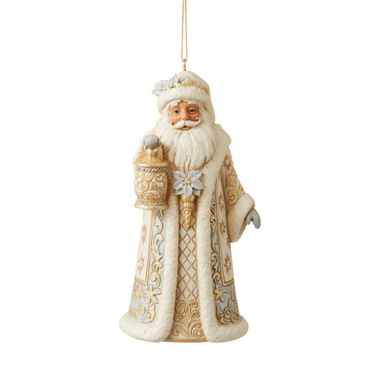 Holiday Lustre Santa Holding Lantern Hanging Ornament
