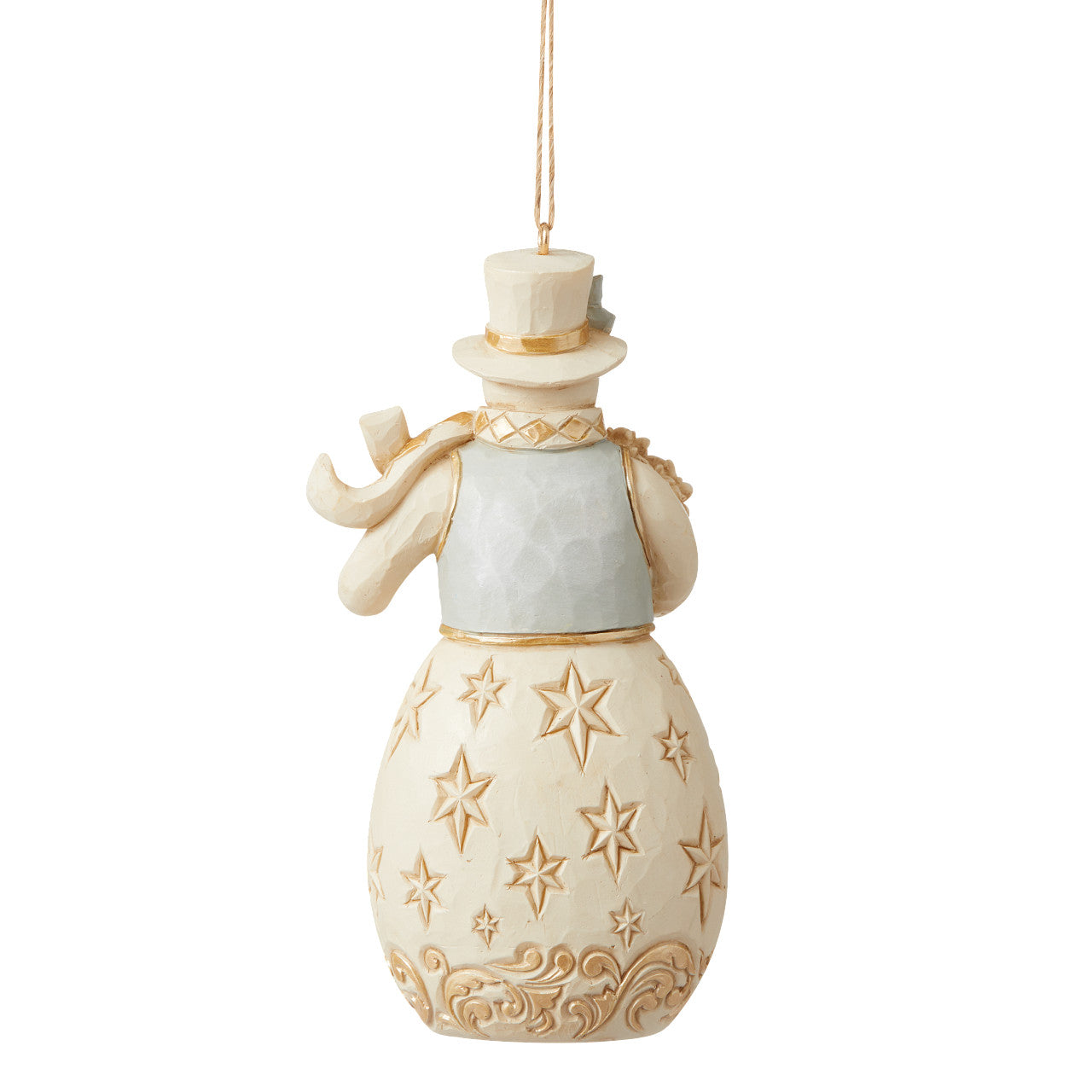 Holiday Lustre Snowman Holding Flowers Hanging Ornament