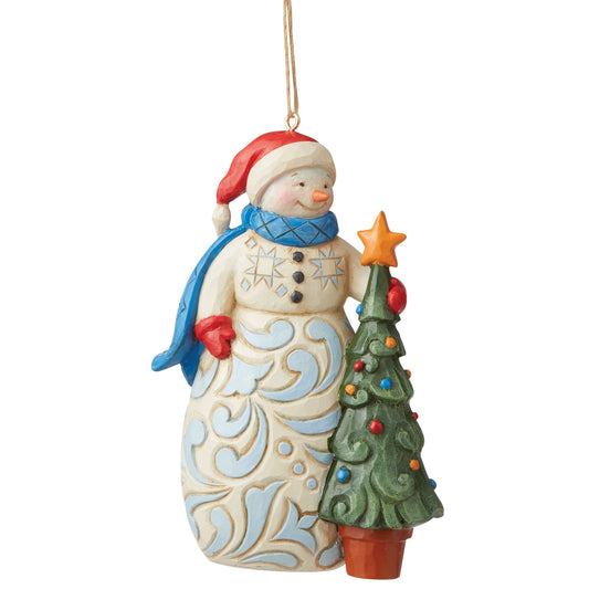 Snowman With Tree Hanging Ornament