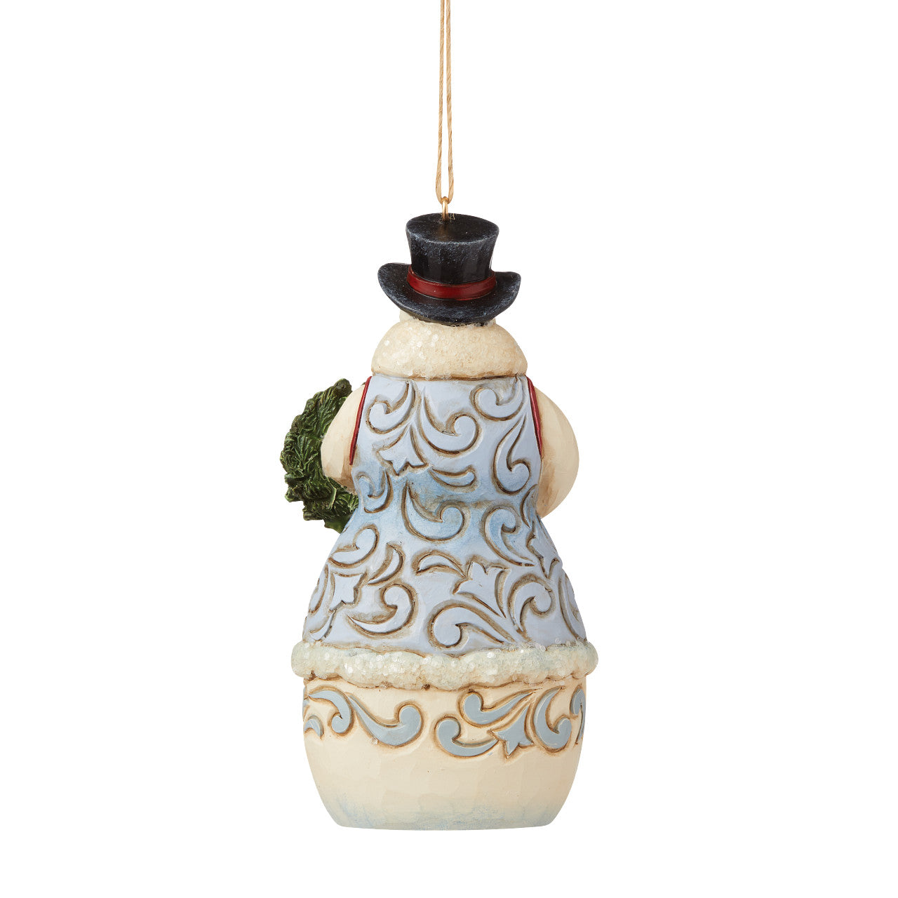 Victorian Snowman With Wreath Hanging Ornament