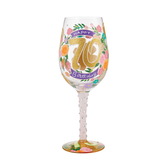 70th Birthday Wine Glass