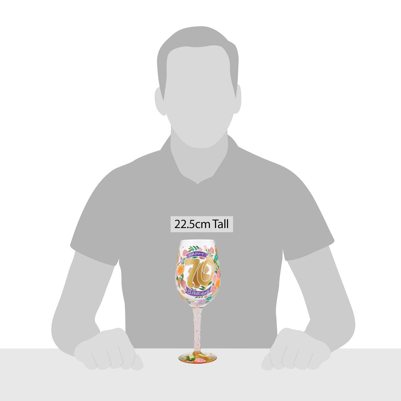 70th Birthday Wine Glass