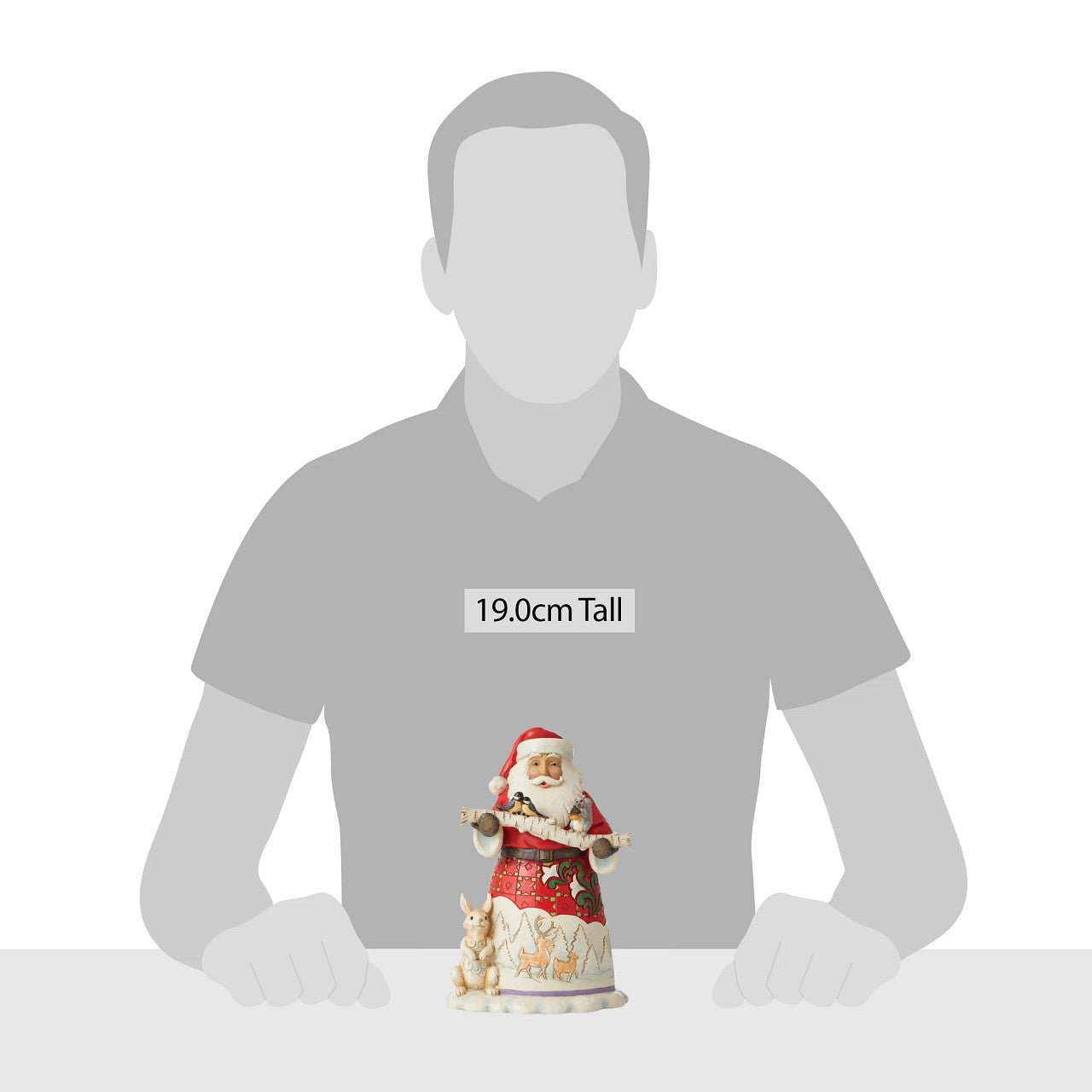 Happy Christmas to All - Santa with Branch & Animals Figurine
