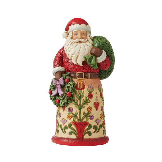 Bringing Christmas Home - Santa With Wreath And Bag Figurine