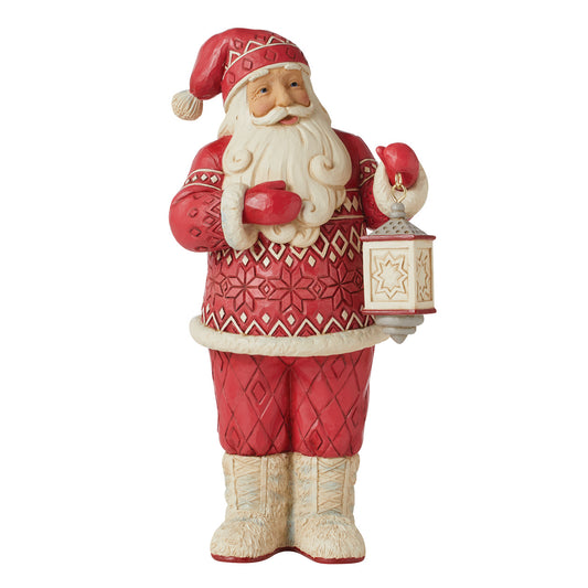 Bundled Up for a Cozy Christmas - Nordic Noel Jolly Santa Figurine
