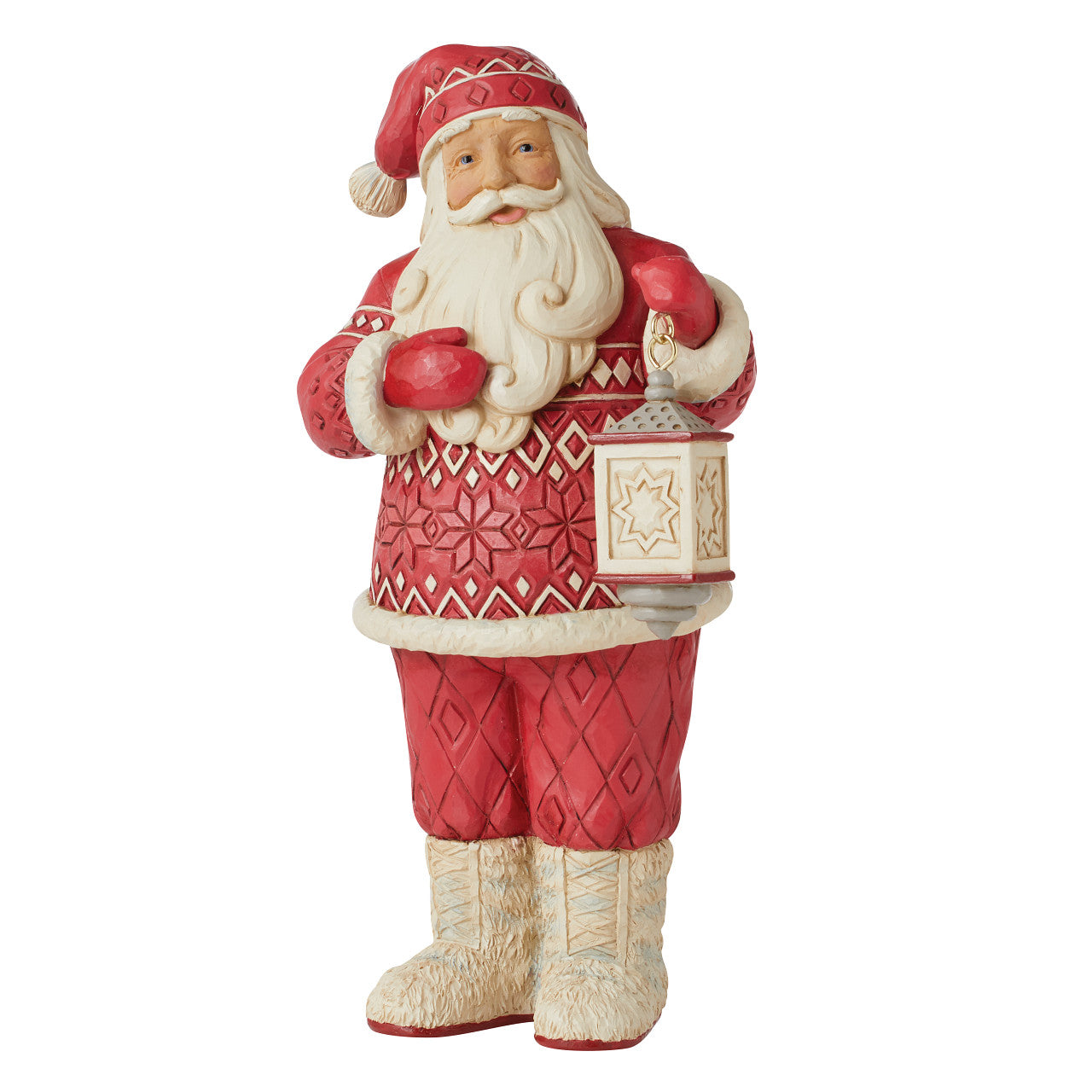 Bundled Up for a Cozy Christmas - Nordic Noel Jolly Santa Figurine