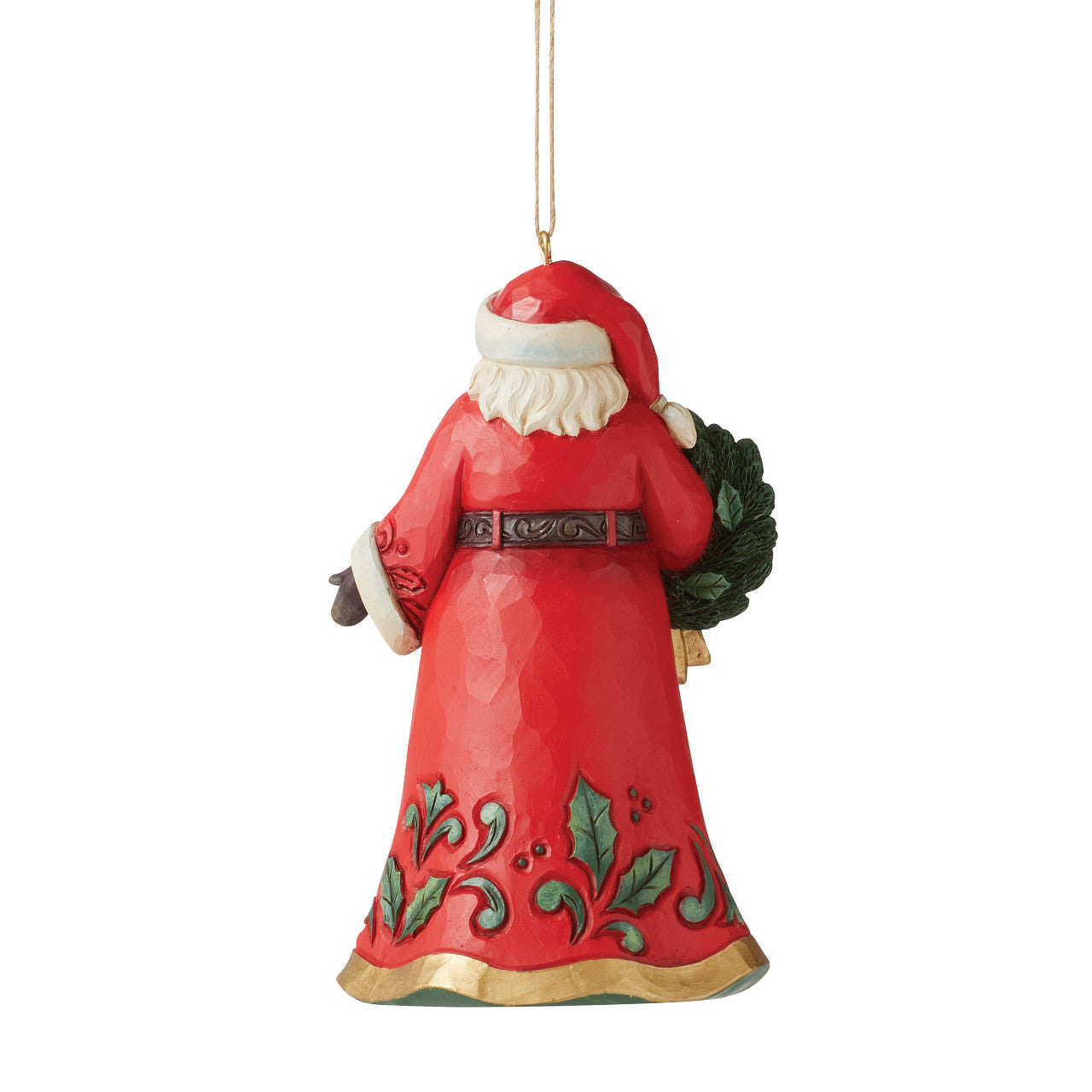 Jolly Santa Holding WreathHanging Ornament