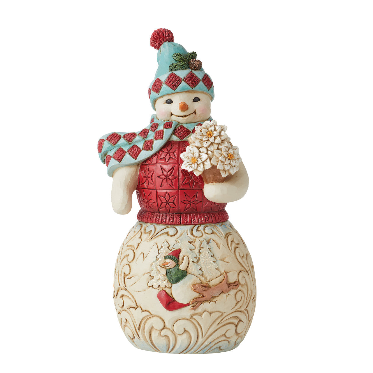 Hooray for Snow Days - Winter Wonderland Snowman With Sledding Scene Figurine
