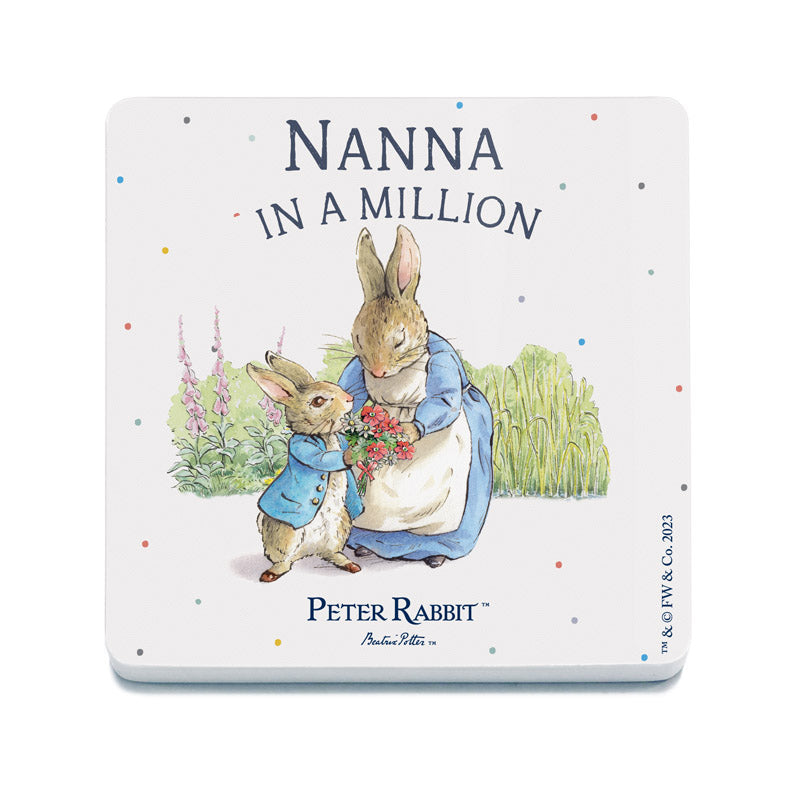 Beatrix Potter - Peter Rabbit - NANNA in a MILLION (Drinks Coaster)