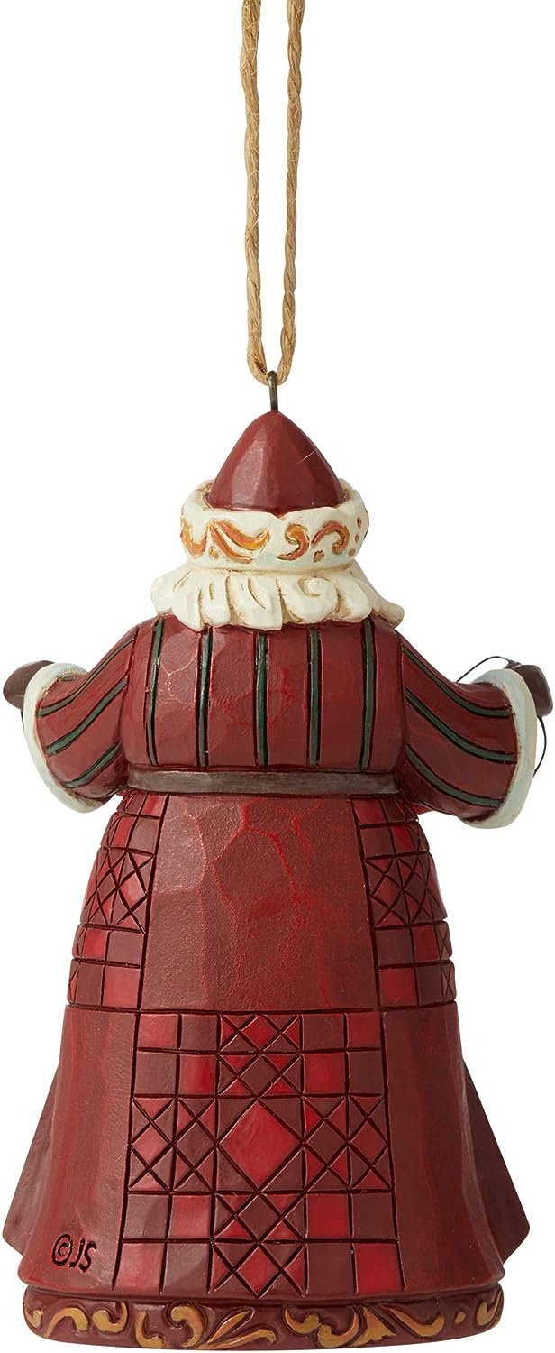Santa With Cardinals Hanging Ornament