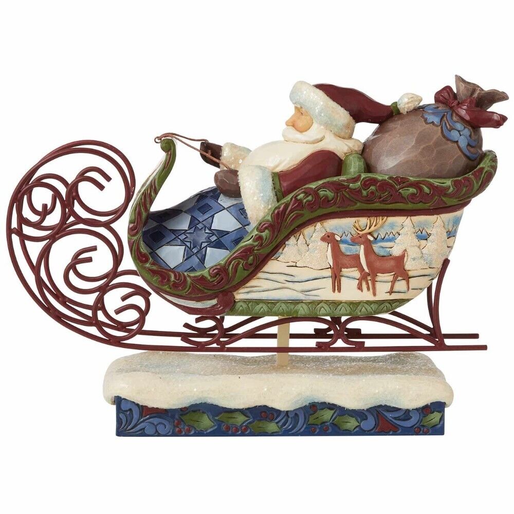 Flight of Festive Fancy - Victorian Santa in Sleigh Figurine