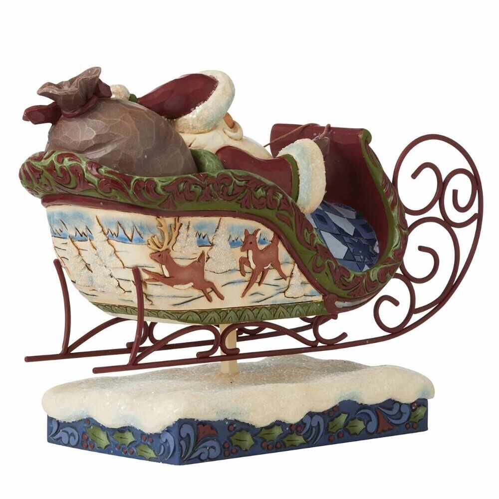 Flight of Festive Fancy - Victorian Santa in Sleigh Figurine