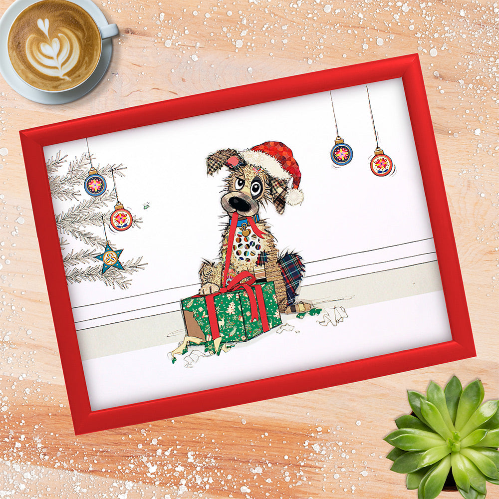 Bug Art - Christmas Dog Mutt Lap Tray