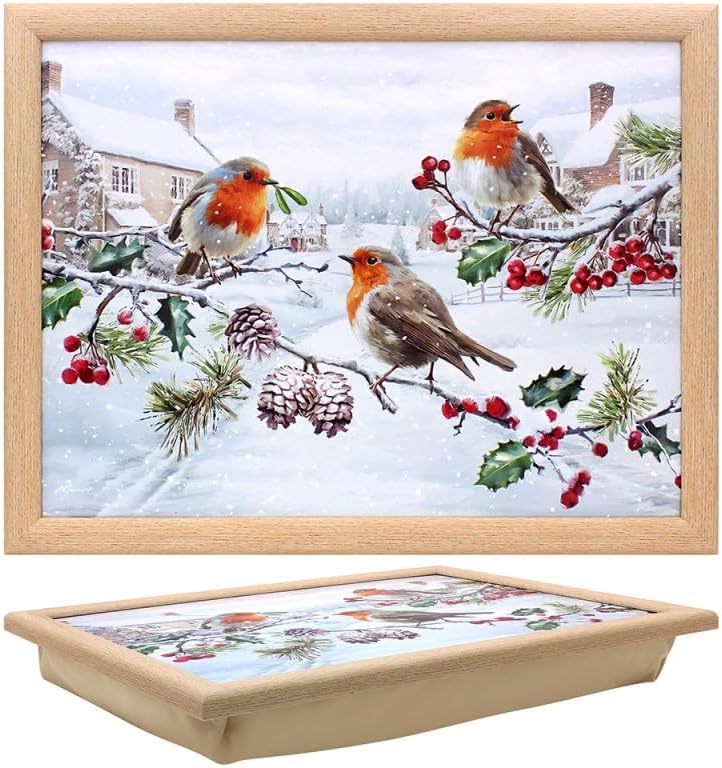 Christmas Robins Design Lap Tray