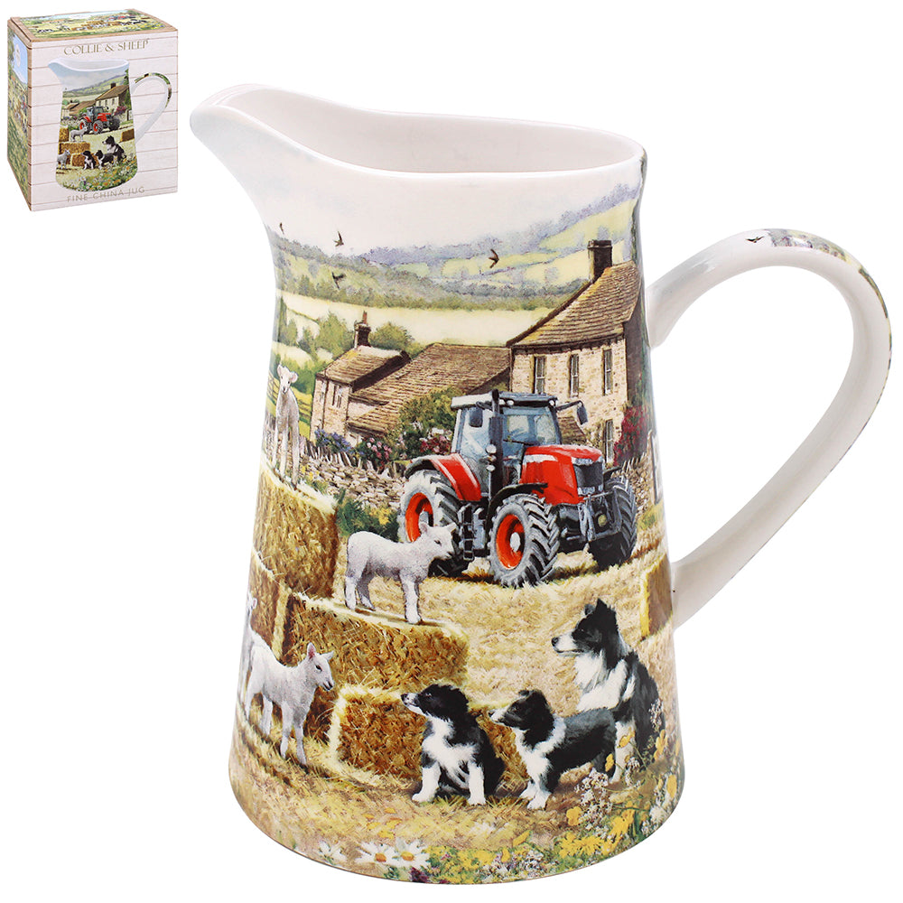Collie, Sheep and Red Tractor Jug