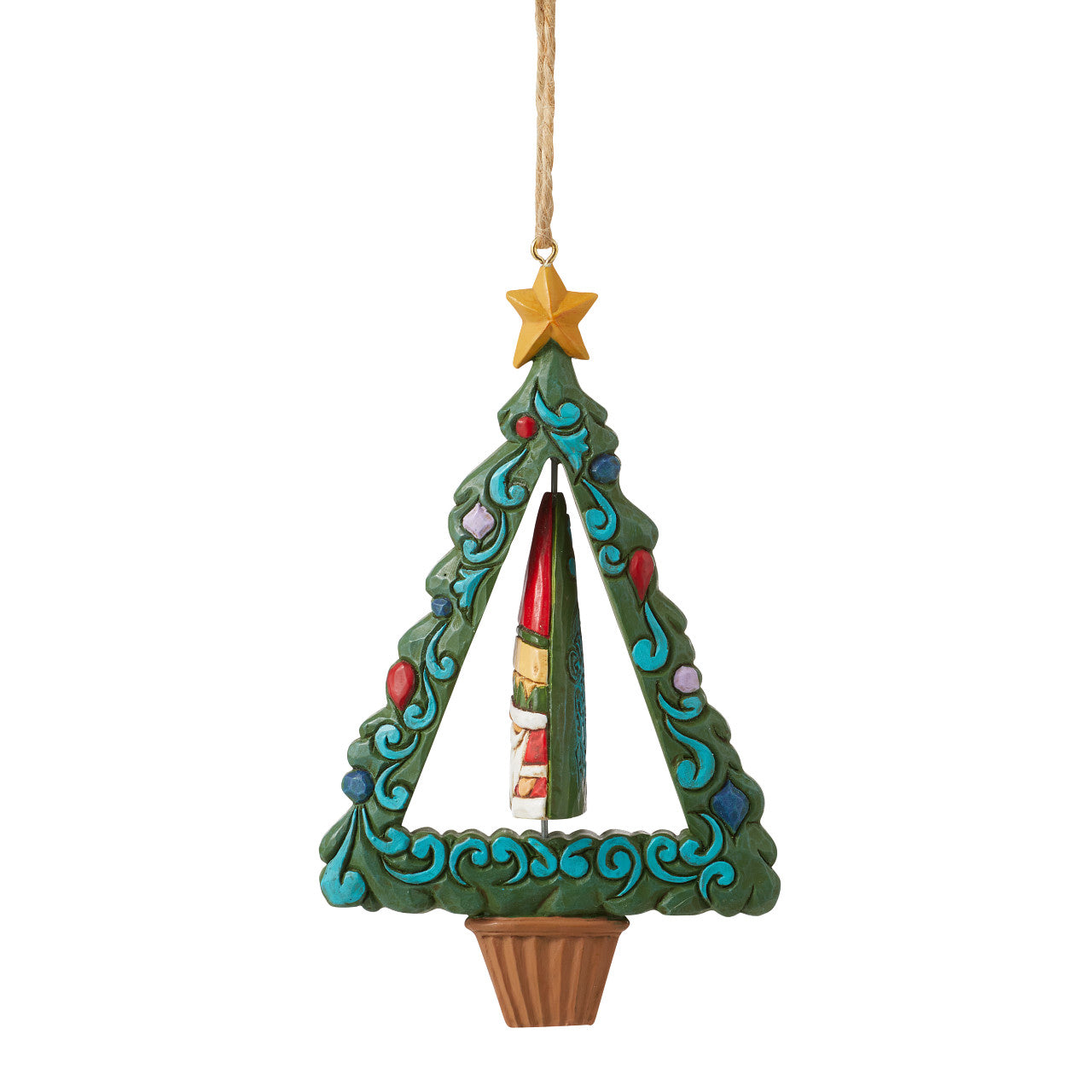 Christmas Tree with Rotating Gnome Hanging Ornament