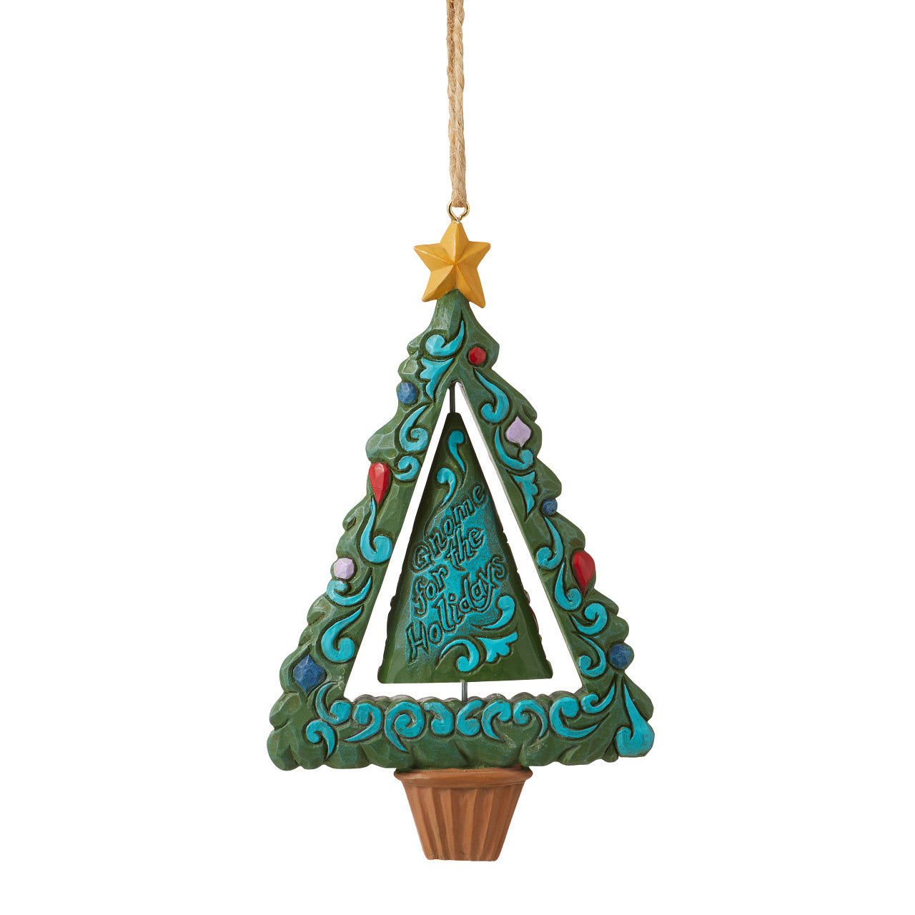 Christmas Tree with Rotating Gnome Hanging Ornament