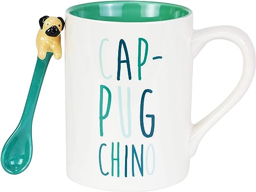 Cap Pug Chino Mug with Spoon Set