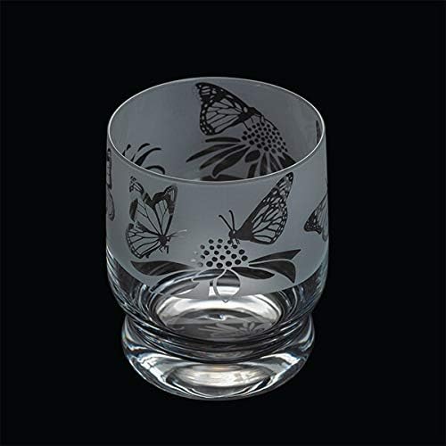 Aspect Etched Glass Tumbler - Butterflies