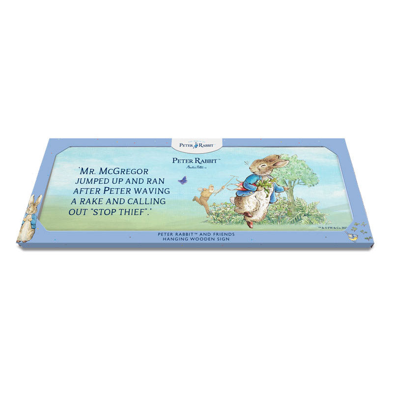 Beatrix Potter - Peter Rabbit - Mr McGregor jumped up and ran after Peter… (Wooden Sign)