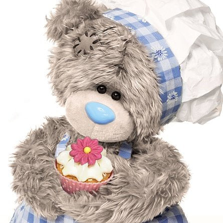 Bear with Cupcake Birthday Card (3D Holographic)