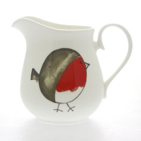 Redwood Christmas Fat Robin Bone China Bulbous Jug, 25 fl oz