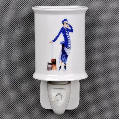 Night Light - Di Kaye Design - Yvette - Blue lady with Yorkie