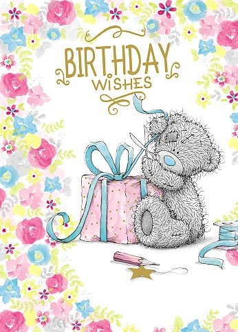 Bear Cutting Ribbon - Birthday Card