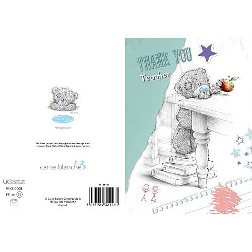 Bear with Apple - Thank You Teacher Card