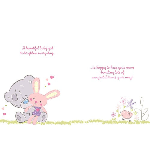 Bear with Soft Toy - Baby Boy Congratulations Card