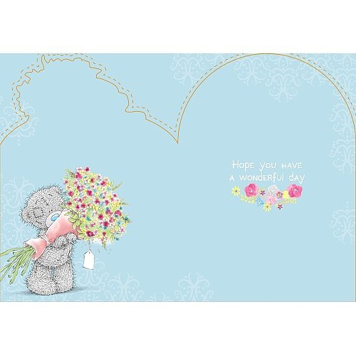 Bear with Bouquet by Gate - Birthday Card