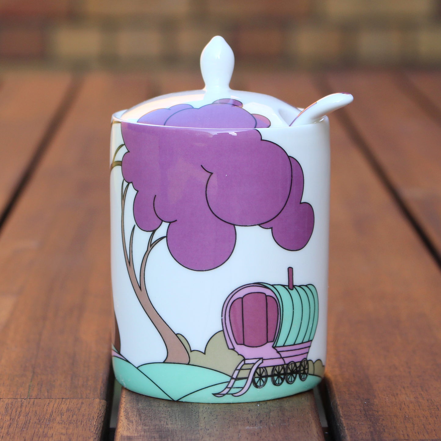Modern Jam Pot and Spoon - Romany Caravan