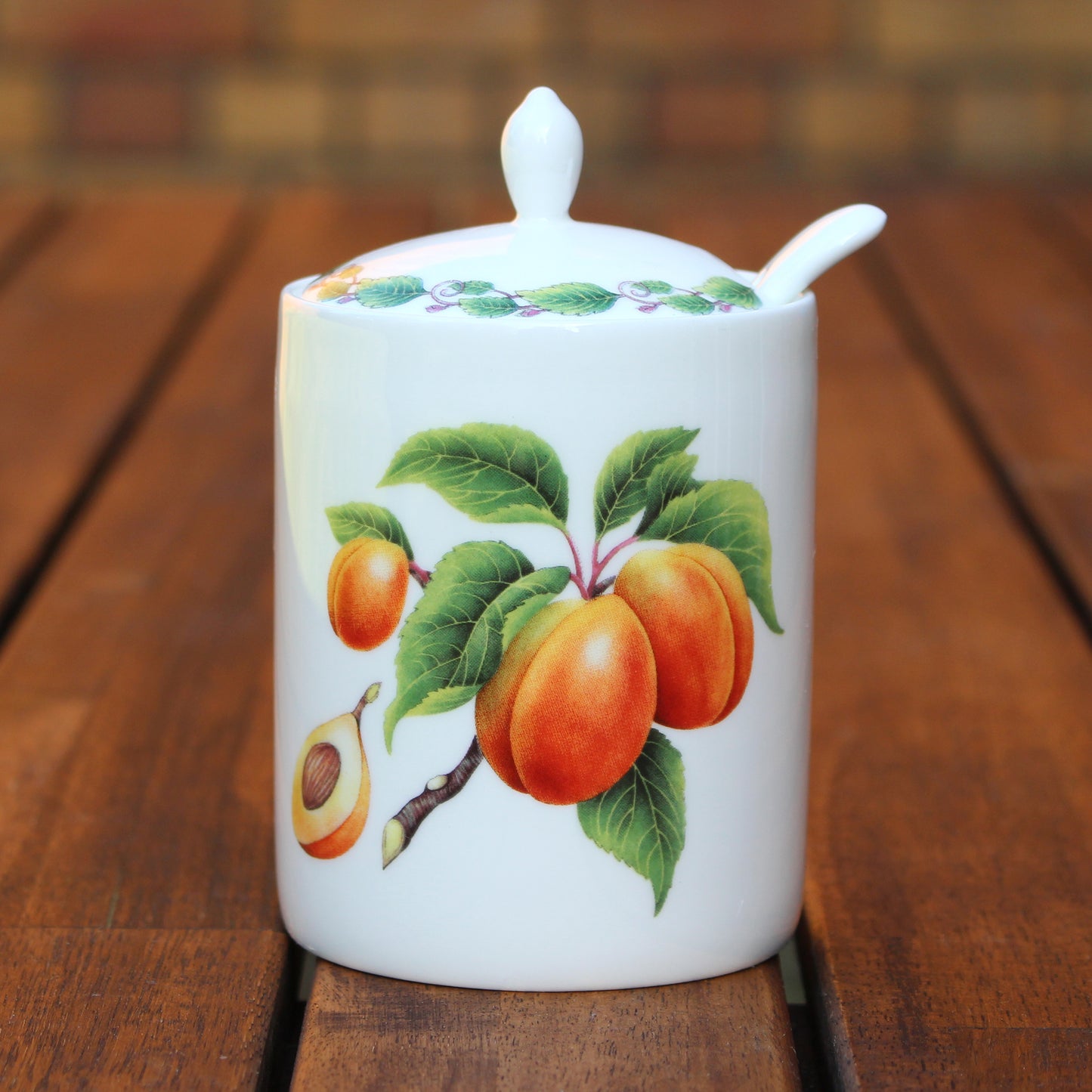 Modern Jam Pot and Spoon - Apricot