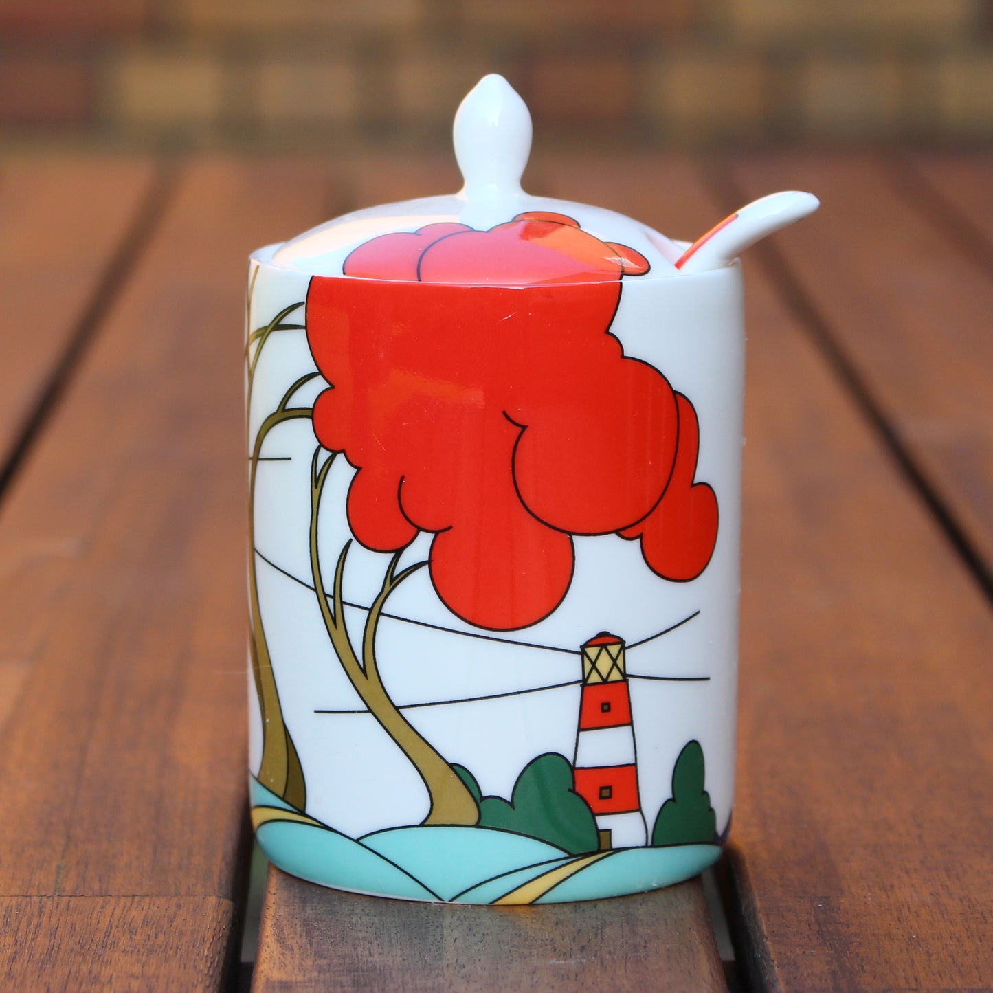 Modern Jam Pot and Spoon - Lighthouse