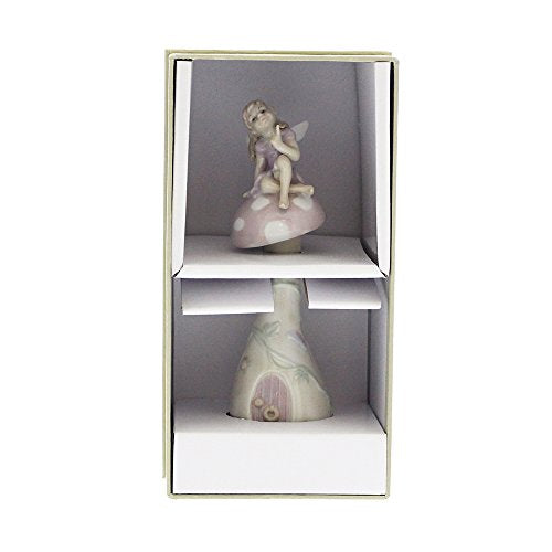 Pixie on Mushroom Glazed Figurine and working bell