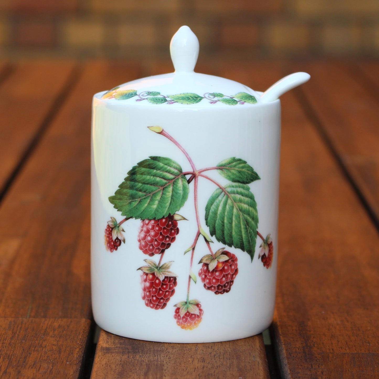 Modern Jam Pot and Spoon - Raspberry