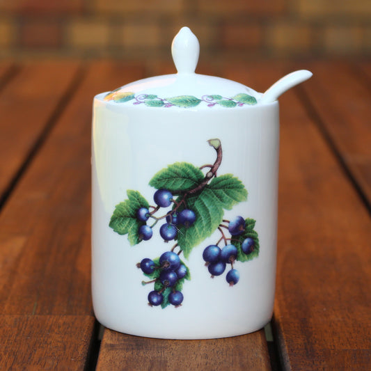 Modern Jam Pot and Spoon - Blackcurrent