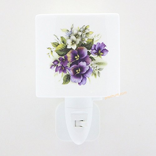 Night Light, Square face shaped - Summer Pansy Design