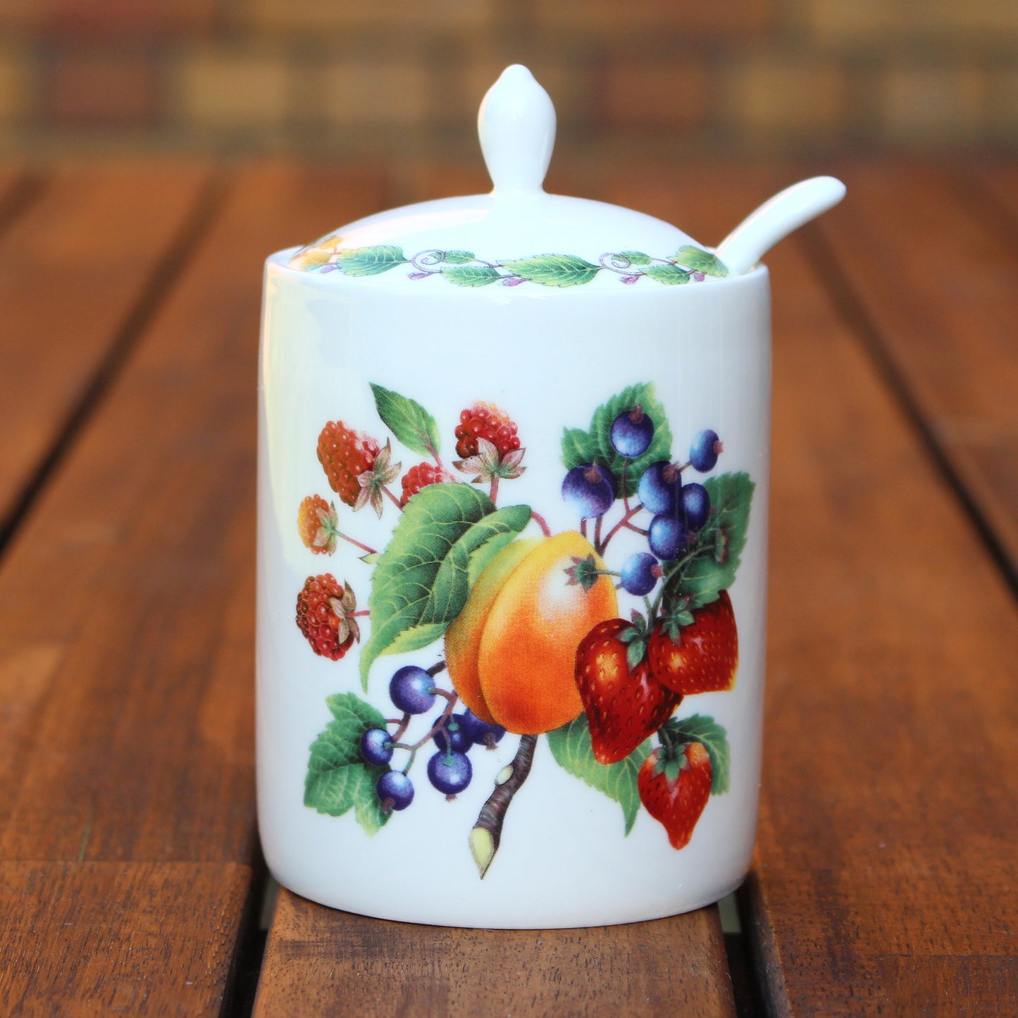 Modern Jam Pot and Spoon - Mixed Fruit