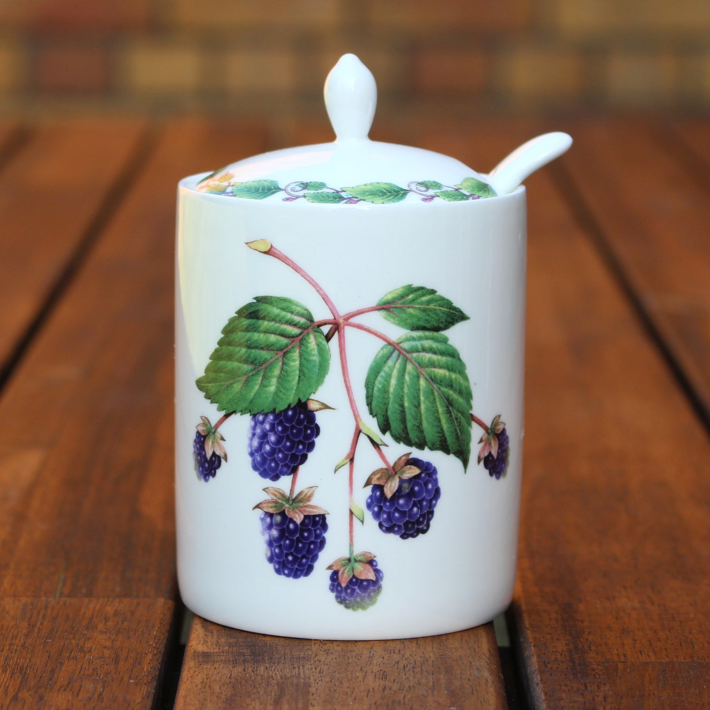 Modern Jam Pot and Spoon - Blackberry