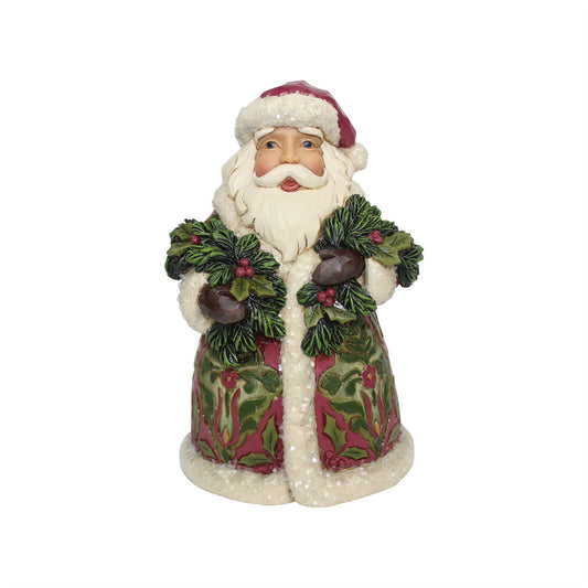Santa's Coming - Victorian Santa With Evergreen Figurine
