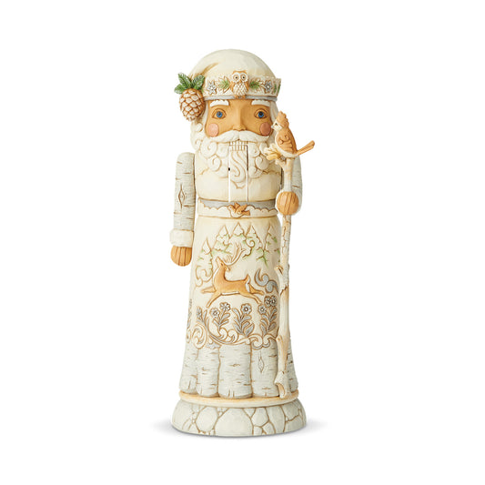 Woodland Festivities - White Woodland Santa Nutcracker Figurine