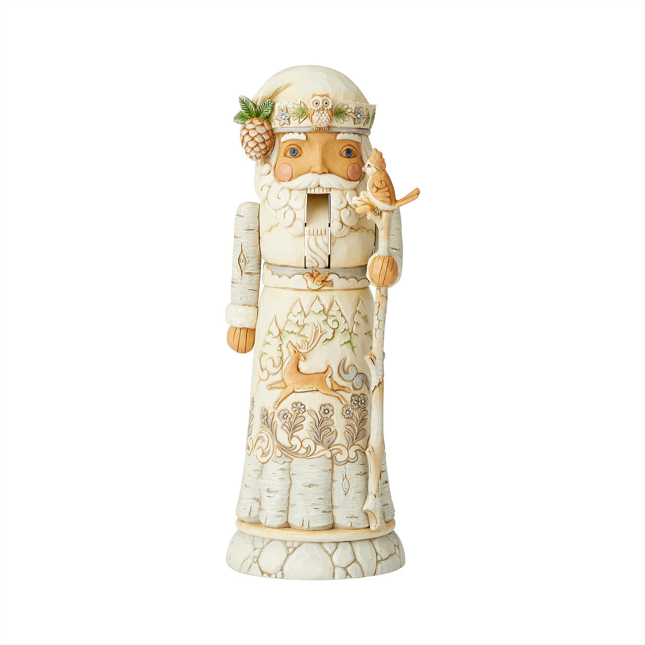 Woodland Festivities - White Woodland Santa Nutcracker Figurine