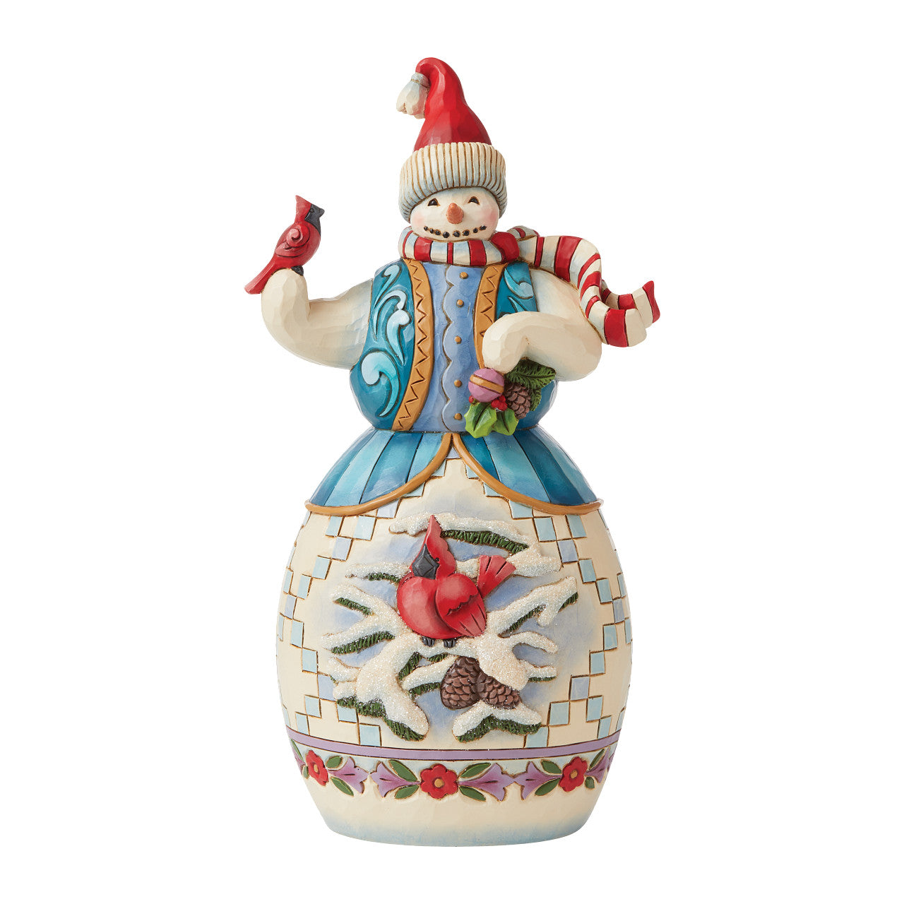 Answering Winter's Call - Snowman With Cardinal Scene Figurine