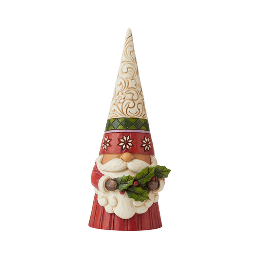 Sprig of Christmas Spirit - Christmas Gnome Holding Holly Figurine